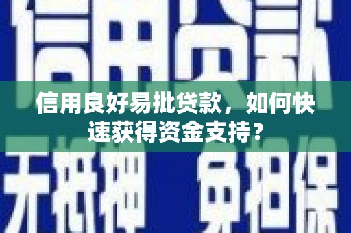 友谊信用良好易批贷款，如何快速获得资金支持？