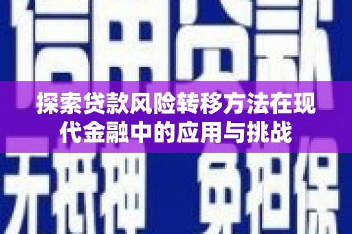 柳南探索贷款风险转移方法在现代金融中的应用与挑战
